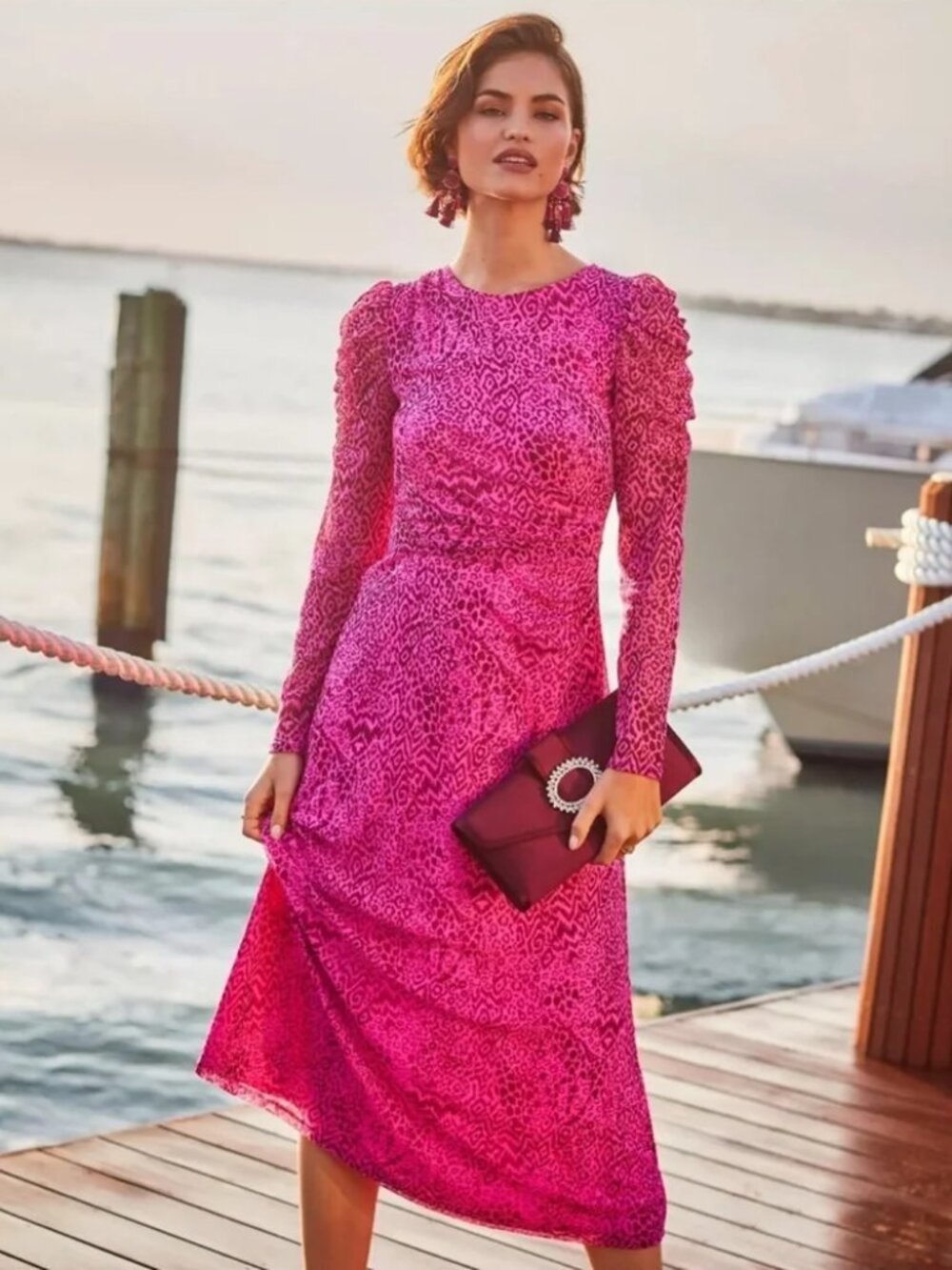 Lily Pulitzer Preslie Long Sleeve Mesh Midi Dress